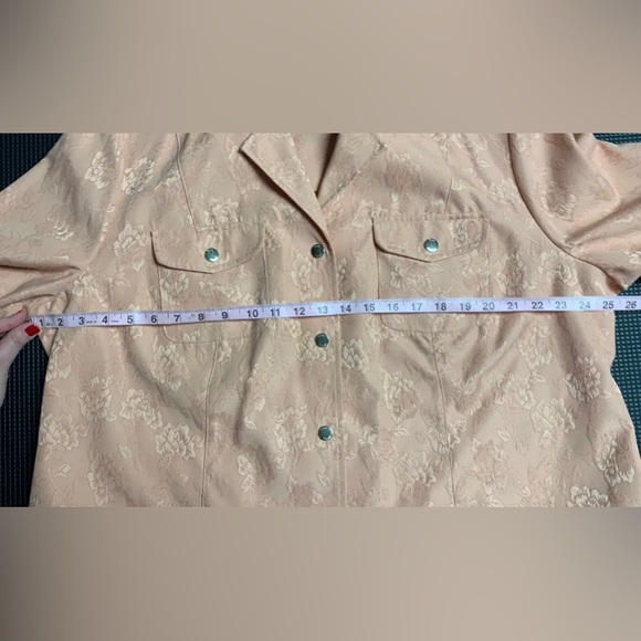 Evan-Picone Women’s Peach Jacket With Embossed Floral  Plus Size 20W - Picture 7 of 7